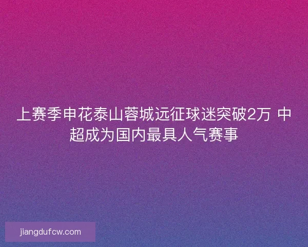 上赛季申花泰山蓉城远征球迷突破2万 中超成为国内最具人气赛事